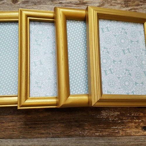 Set of Four 5x7 Gold Metallic Frames Etsy