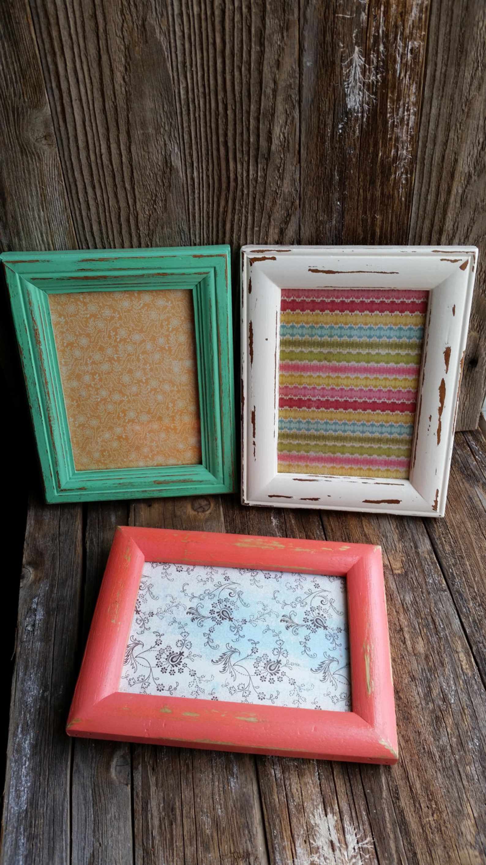 5x7 Distressed Picture Frames set of 3 Etsy