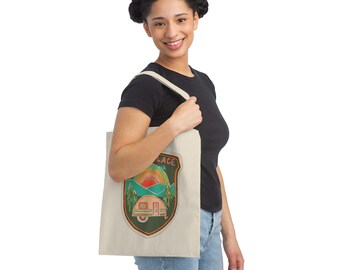 Happy Place farmers market book bag beach carry on for travel sturdy 100% cotton Canvas Tote Bag