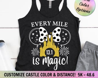 Every Mile is Magic Running Tank, Glitter Castle, Princess Run, Mouse Ear Design