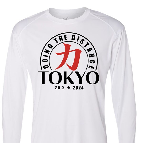 2024 TOKYO Running Shirt, Going the Distance Tokyo, Run Tokyo, Marathon Training Shirt with Kanji Symbol for Strength and Power