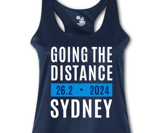 Débardeur de course Sydney 2024 | ALLER PLUS LOIN Sydney | Camisole d'entraînement Marathon | Débardeur d'entraînement Sydney | Débardeur de course Sydney