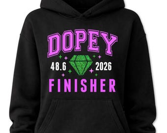 Dopey Finisher Hoodie | Dopey Challenge 48.6 Finisher Hooded Sweatshirt | Glitter or Matte