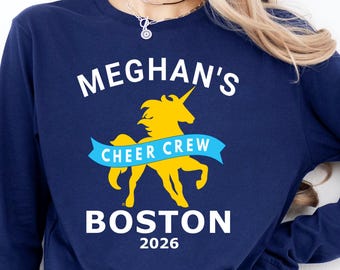 Personalized Boston Runner Support Crew Shirt, Marathon Cheer Crew Shirt, Boston Unicorn Support Crew Shirt