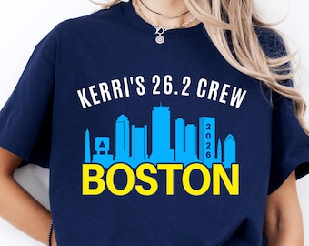 Marathon Support Crew BOSTON Shirt, Personalized with Boston Runner Name and City Skyline