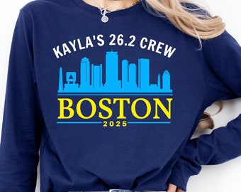 Boston Runner Support Crew Shirt, Personalized Boston Boston Cheer Crew Shirt, Boston Runner Name Shirt, 26.2 Crew, Marathon Spectator Shirt