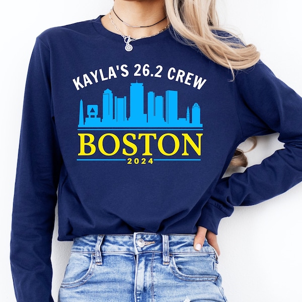 Boston Runner Support Crew Shirt, Personalized Boston Boston Cheer Crew Shirt, Boston Runner Name Shirt, 26.2 Crew, Marathon Spectator Shirt