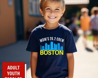 Marathon Support Crew BOSTON Shirt, Personalized with Boston Runner Name and City Skyline