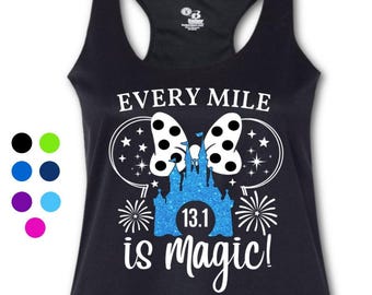 Custom EVERY MILE is MAGIC Running Tank, Glitter Castle, Custom Distance, Princess Half Fairytale Run