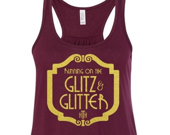 Glitter Running Tank: Maroon Flowy Racerback - Hollywood Hotel Style