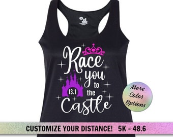 Race You To The Castle Princess Running Tank, Princess Run Singlet, Wine and Dine, Princess Half Marathon Running Tank, Running on Magic