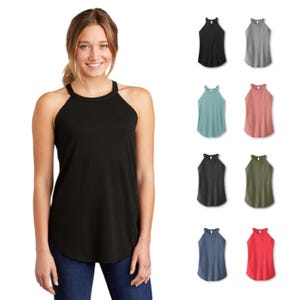 Camiseta de tirantes para mujer, camiseta rockera para mujer, camiseta de tirantes de cuello alto, camiseta de tirantes holgada para mujer, camiseta de tirantes favorita, camiseta de tirantes de tendencia, camiseta de tirantes lisa para hacer ejercicio