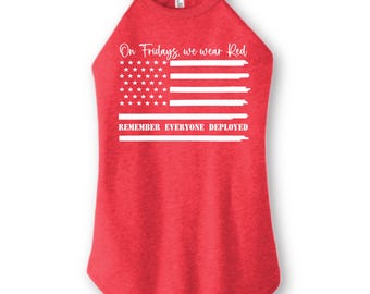 Camiseta sin mangas RED Friday de apoyo militar: Recuerda a todos los desplegados