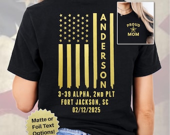 Family Bootcamp Graduation Shirts, Family Day Shirts, Personalized Army Family Boot Camp Graduation Shirts, Flag with Soldier Name