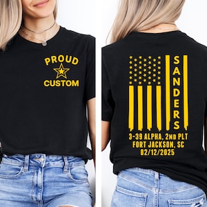 Bootcamp Graduation Shirts, Family Day Shirts, Personalized Army Boot Camp Graduation Shirts, Flag with Soldier Name, Proud Army Family