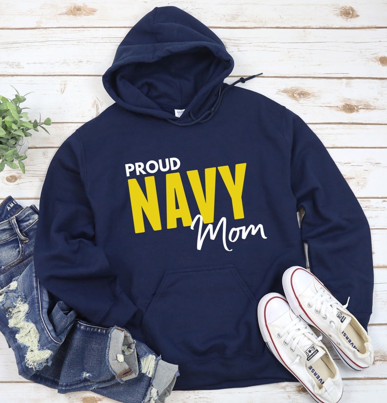 Proud Navy Mom Hooded Sweat Shirt Navy Dad Hoodie Navy PIR Etsy