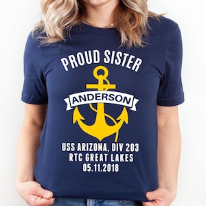 Personalized Boot Camp Graduation Shirt, Matte or Glitter PIR Shirts, Proud Navy Family Bootcamp Graduation, Navy Anchor Graduation Shirts
