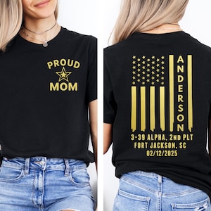 Custom Boot Camp Graduation Shirt, Basic Training Graduation, Personalized Army Family Day Shirts, Gold American Flag with Soldier Name