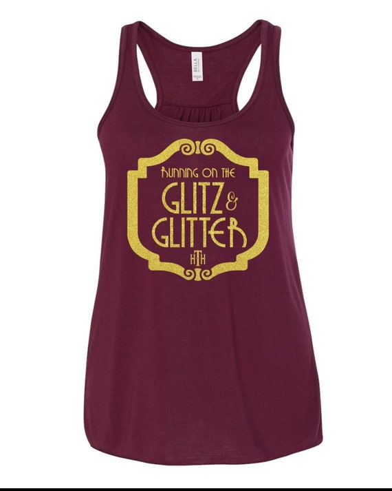 Glitter Running Tank: Maroon Flowy Racerback - Hollywood Hotel Style