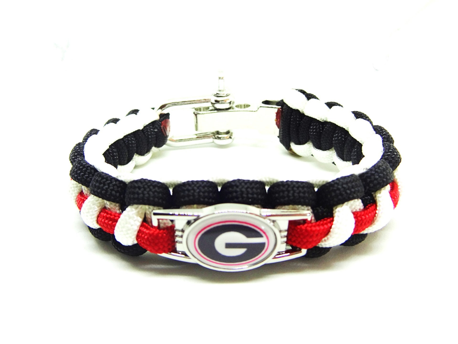 5-string Red & Black Zigzag Paracord Keychain Georgia UGA 