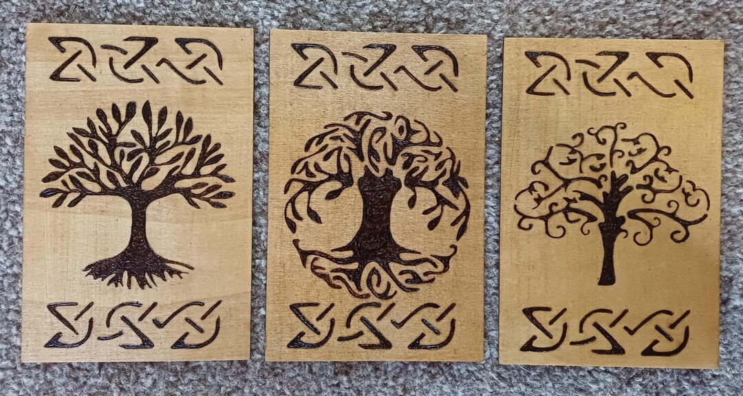 Handmade Pyrography Triptych Tree of Life Wood Plaques - Etsy Australia
