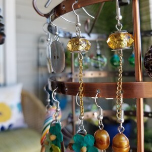 Yellow Bead and Gold Chain Earrings