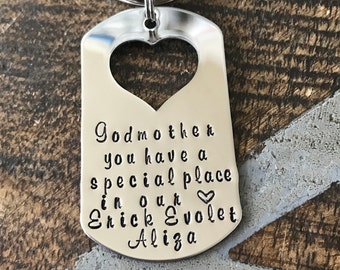 Godmother Keychain Baptism Gift Christening Keychain Handstamped Keychain Custom Keychain Godmothers have a special place Gift for Godmother