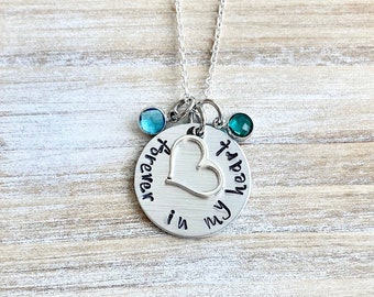 Forever in my heart Necklace Sympathy Gift Sympathy Necklace Memorial Necklace Memorial Jewelry In Memory Jewelry Handstamped Necklace
