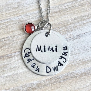 Mimi Necklace Grandchild Necklace Personalized Necklace Personalized Jewelry Handstamped Necklace Birthstone Necklace