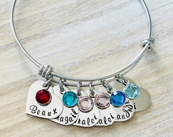 Personalized Grandma Bangle Bracelet Grandma Heart Bracelet Grandma Gift Grandma Jewelry Nana Bracelet Custom Grandma Gift