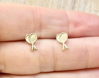 Gold Filled Tennis Racket Earring ,Tennis Stud Earring , Racket Earrings ,Silver Tennis Earrings,Tennis Earring for Women ,Tennis Team Gifts