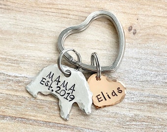 Mama Bear Keyring, Mama Bear Keychain, Mama Bear, Mom Keyring, Personalized Mom Keyring, Mom Keychain, Mothers Day Gift, Gift For Mom