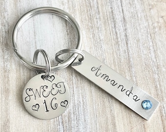 Girls 16th Birthday, Sweet 16 Keychain, Sweet Sixteenth Birthday Gift, Personalized Sweet 16 Keychain,Sweet 16 Gifts,Sweet 16 Birthday,