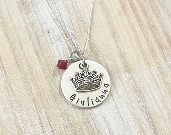 Crown Gift Princess Necklace Girls Princess Crown Necklace Birthday Party Princess Gift Little Girls Necklace Pink Jewelry Girls Charm Queen