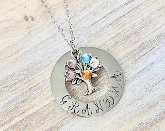 Grandma Birthstone Necklace,Mothers Day Gift, Grandma Necklace, Family Tree Birthstone,Necklace For Grandma,Grandma Necklace,Grandma Gift
