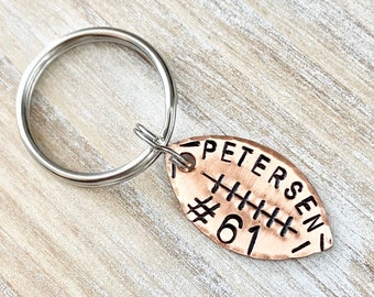 Copper Football Keychain, Football Team Gift, Football Gifts, Football Gift, Senior Night Gift, Football Senior Gifts, Football Keychain