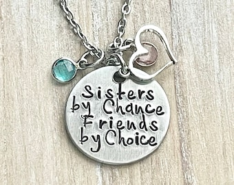 Big Sister & Little Sister Necklace Sister Jewelry Sister Birthday Gift Silver Sister Necklace LIttle Sis Gift Sisters By Chance Necklace