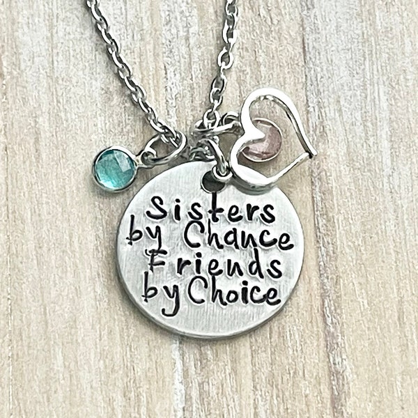 Big Sister & Little Sister Necklace Sister Jewelry Sister Birthday Gift Silver Sister Necklace LIttle Sis Gift Sisters By Chance Necklace