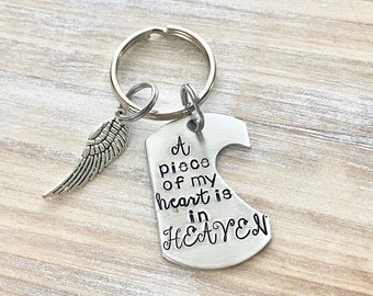 A Piece of my Heart is in Heaven keychain,Loss Of Loved One Keychain, Memorial Keychain, Loss of Father, Loss Of Mother, Sympathy Keychain