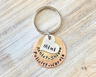 Mimi Keychain MOM Keychain New Mom Mother's Day Gift Mom's Birthday Nana Keychain Grandma Keychain Mixed Metal Keychain Stamped Accessory