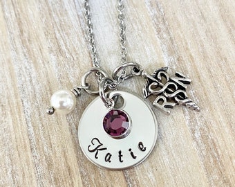 Silver Nurse Necklace Nurse Name Gift RN Necklace RN Graduate Gift Registered Nurse Jewelry