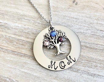 Mama Birthstone Halskette, Muttertagsgeschenk, Mama Halskette, Stammbaum Geburtsstein, Halskette für Mama, Mama Halskette, Mama Geschenk, Mama Schmuck