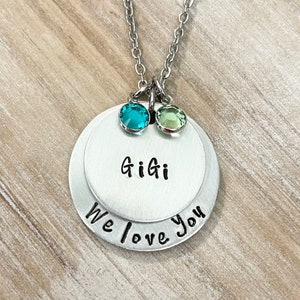 Gigi Necklace Personalized with Birthmonths Birthstones Gift for Mom Gift for Grandma Handmade Jewelry Grandma Necklace Gigi Jewelry
