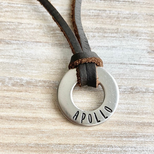 Boys Necklace Washer Necklace Boys Jewelry Leather Necklace Toddler Jewelry Boy Birthday Gift Son Easter Gift Boys Washer Jewelry