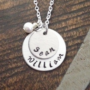 Mom Necklace Grandchild Necklace Personalized Necklace Personalized Jewelry Handstamped Necklace Name Necklace Gift for Mom Gift for Grandma