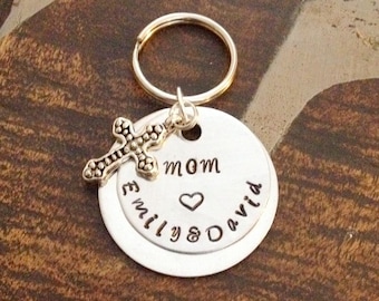 Mom Keychain Proverbs Keychain Handstamped Keychain Personalized Keychain Heart Keychain Custom Keychain Christian Keychain Gift for Mom