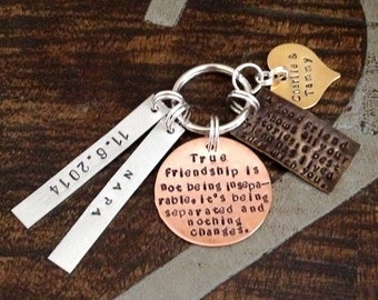 Custom Keychain True Friendship Keychain Gift for Best Friend Mixed Metals Keychain Best Friend Keychain Long Distance Gift