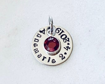 Stamped Disc Add On Additional Charm Round Disc Addon Disc with Name Disc with Birthstone Additional Disc Birthstone Disc Circle Tag
