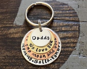 Mixed Metal Keychain Dad Keychain Daddy Keychain Handstamped Keychain Personalized Keychain Layered Keychain Dad Quote Keychain