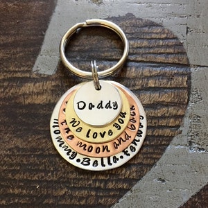 Misto metallo portachiavi papà papà Keychain portachiavi Handstamped portachiavi personalizzati portachiavi a strati Keychain papà citare portachiavi